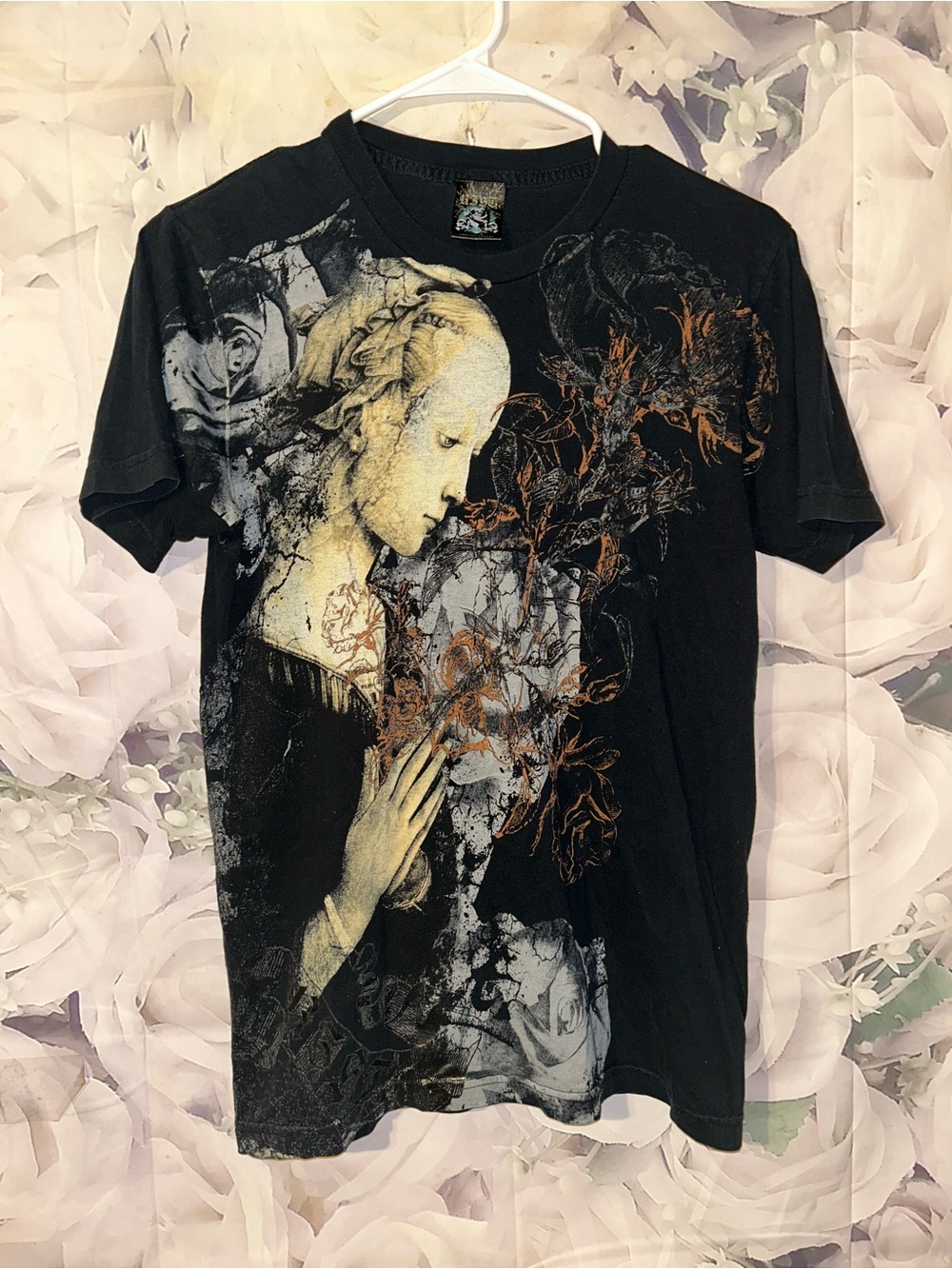 Women’s Affliction Style Y2K Graphic T-Shirt renaissance art Shirt Size Small